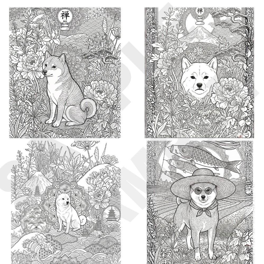 日本の風景 禅ぬりえ 5枚セット【PDFダウンロード版】