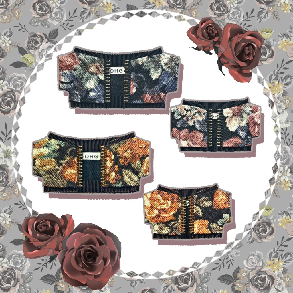 【ちびぐるみサイズ】秋冬花柄ジャケット【10~12cmぬいサイズ】