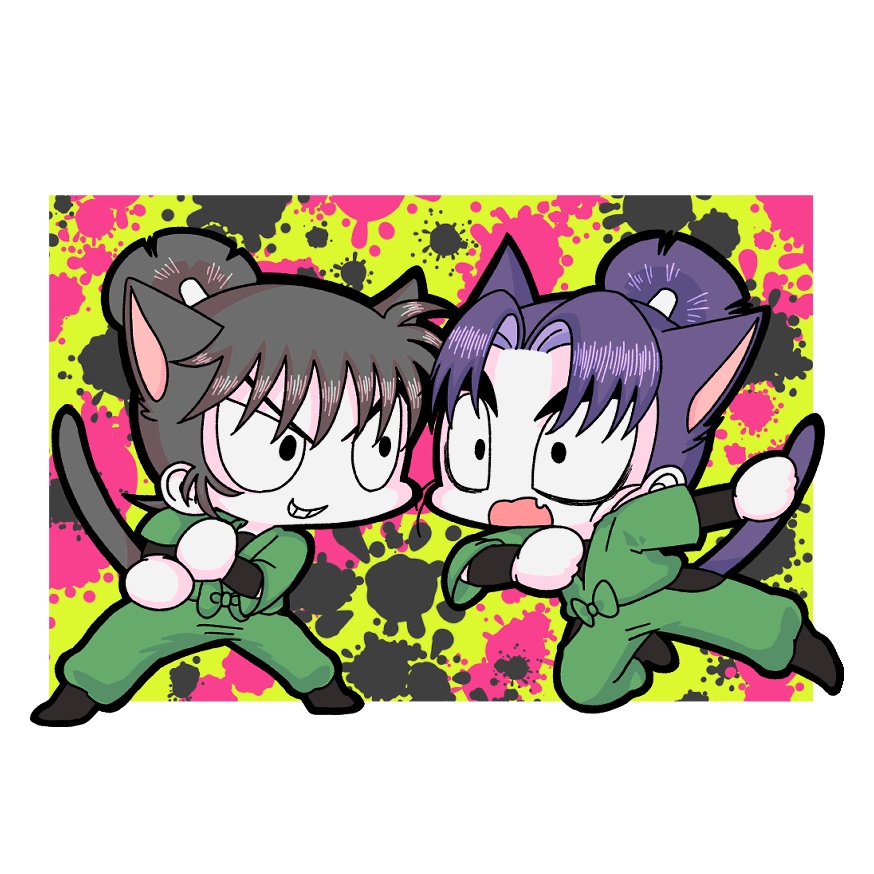 忍たま 留三郎+文次郎(ねこ)アクリルキーホルダー