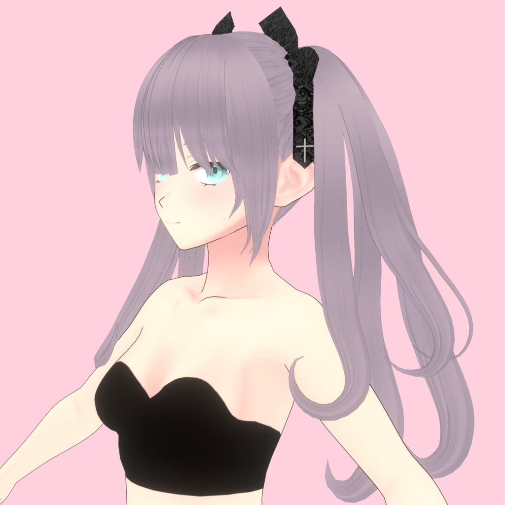 【Vroid正式版対応】リボン付きカールツインテール【ヘアプリセット】