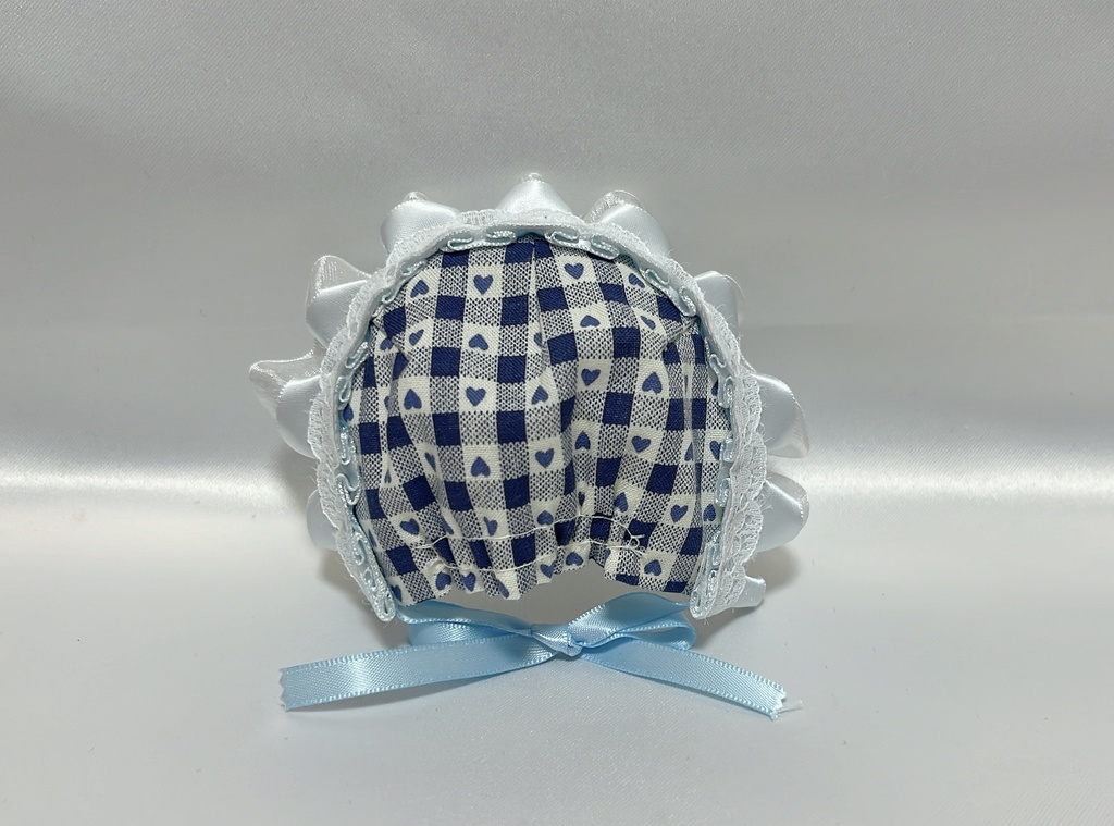 10~13cmぬい(💙柄)赤ちゃんボンネット