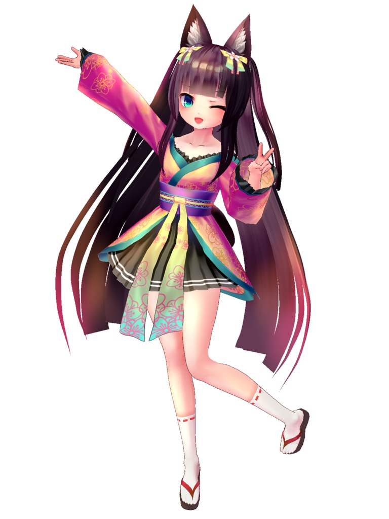 【VRoid用ヘアプリセット】ミコトフォックスヘア