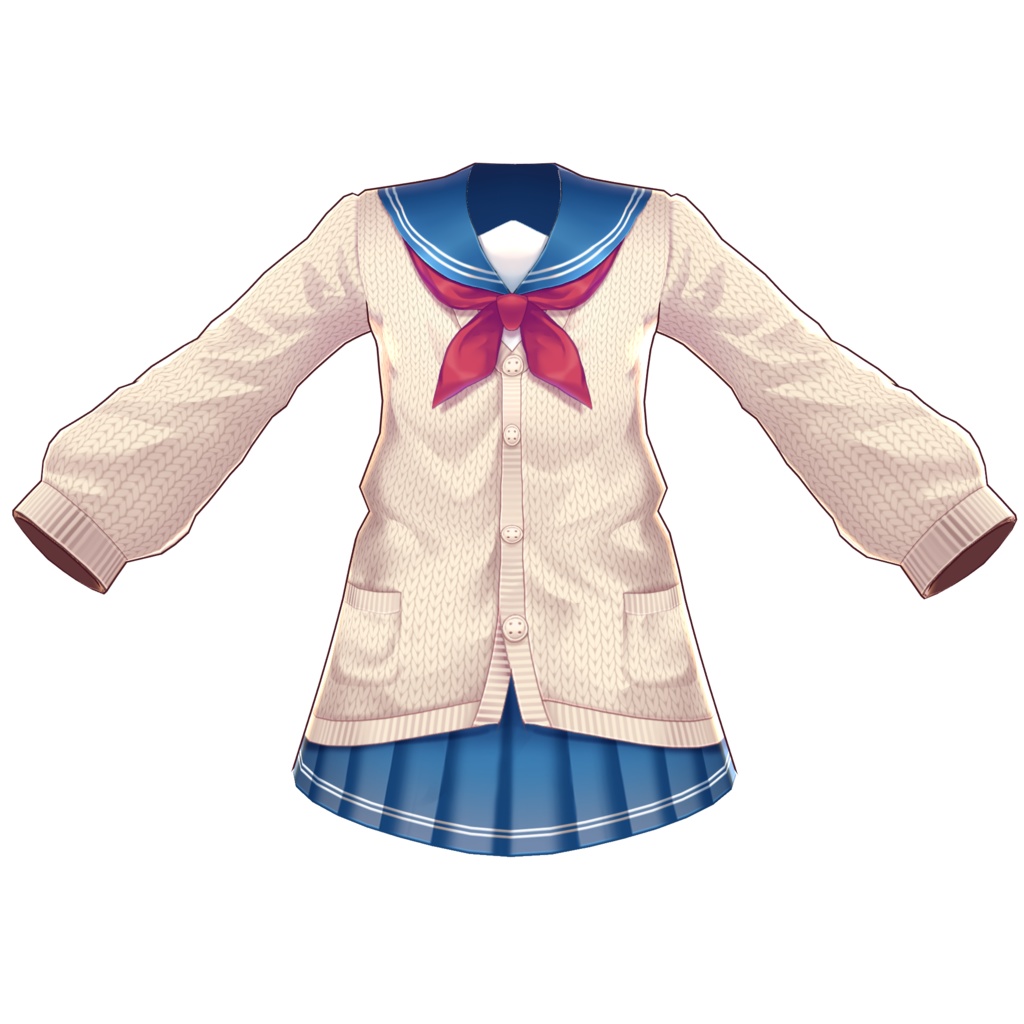 【Vroid用衣装テクスチャ】セーラー服(カーディガン)