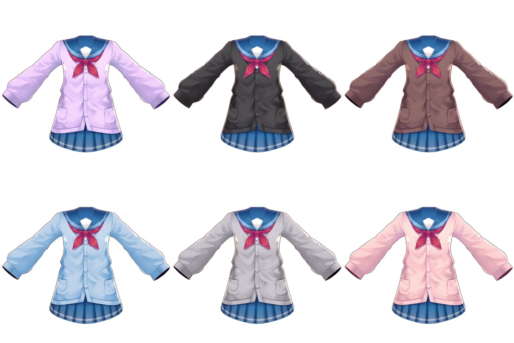 【Vroid用衣装テクスチャ】セーラー服(カーディガン)