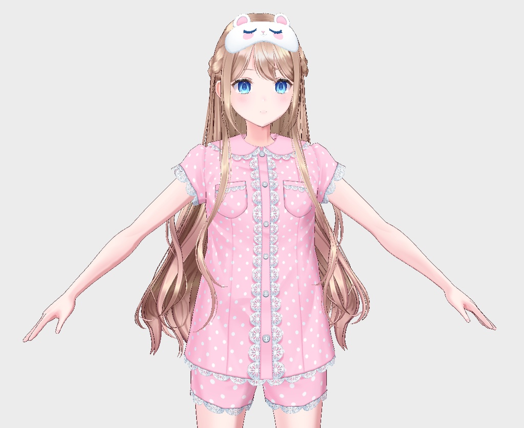 【VRoid用おようふくセット】 ポルカクマルームウェアセット (Polka Bear Sleepwear Set)
