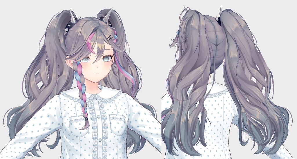 【VRoid用ヘアプリセット】レベルリーダーのツインテール (Rebel Leader Twin Tail)