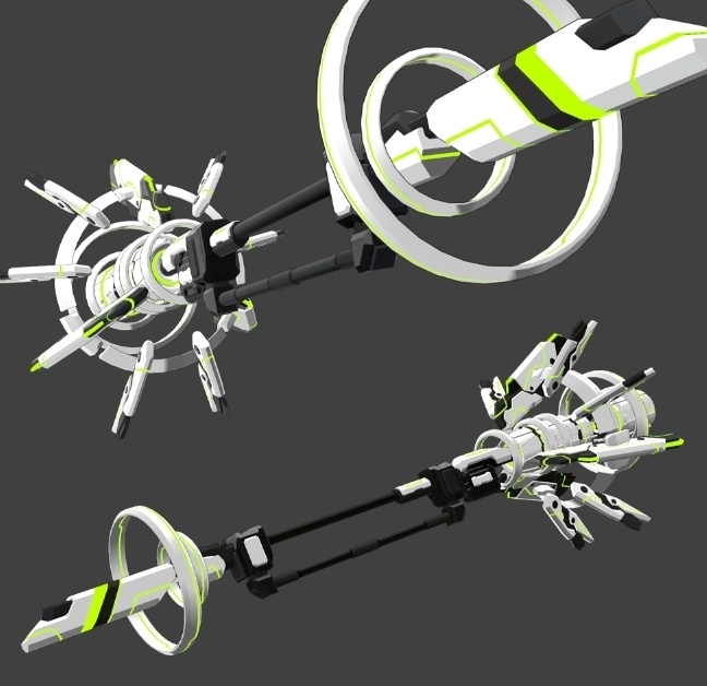 【VRChat想定】SFでサイバーな装甲飛行杖型ロッド