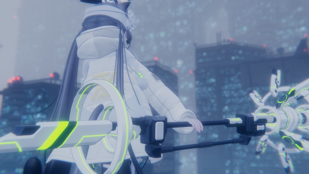 【VRChat想定】SFでサイバーな装甲飛行杖型ロッド