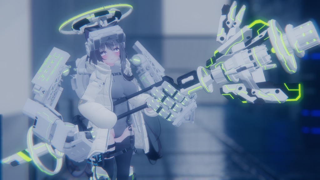 【VRChat想定】SFでサイバーな装甲飛行杖型ロッド