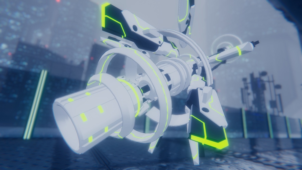 【VRChat想定】SFでサイバーな装甲飛行杖型ロッド