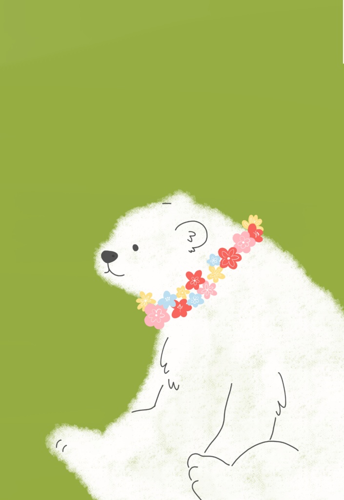 ポストカード【お花としろくま】