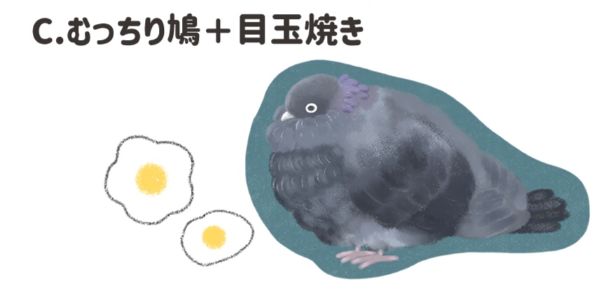 シール【鳩＋目玉焼き】