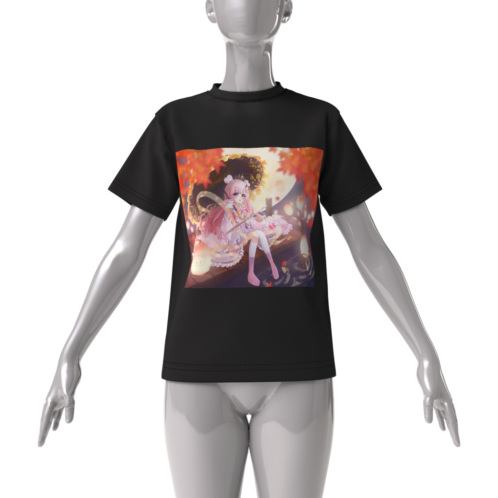 【3ヶ月記念】秋イラスト&るるちゃんヘアピン 両面Tシャツ 4サイズ展開♡ 愛寿運みみ