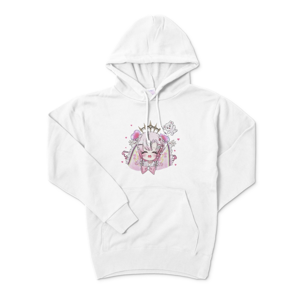 【ハロウィン記念】両面イラスト白パーカー (S〜XL)4サイズ展開♡ 愛寿運みみ