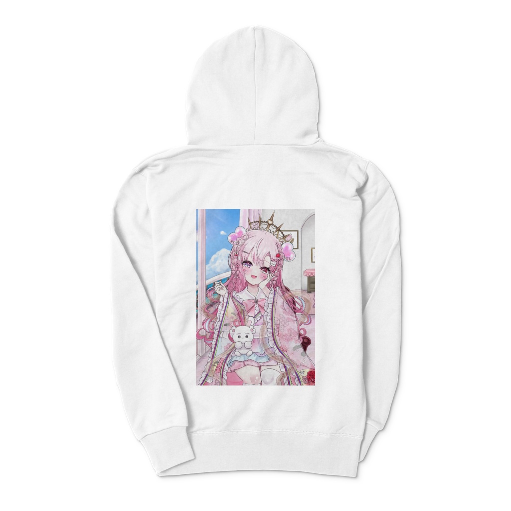 【ハロウィン記念】両面イラスト白パーカー (S〜XL)4サイズ展開♡ 愛寿運みみ