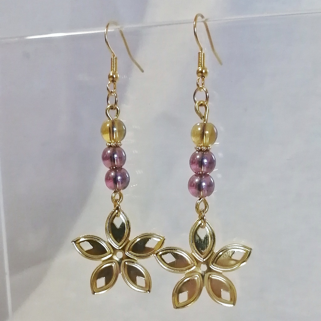 爽やかイエローと宵闇色の和風ピアス