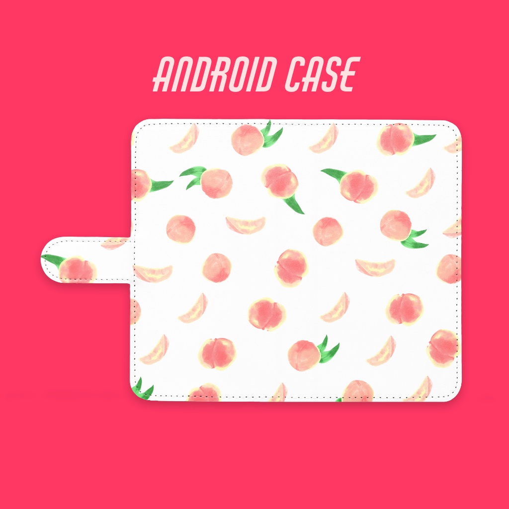 手帳型Androidケース(ピーチ)