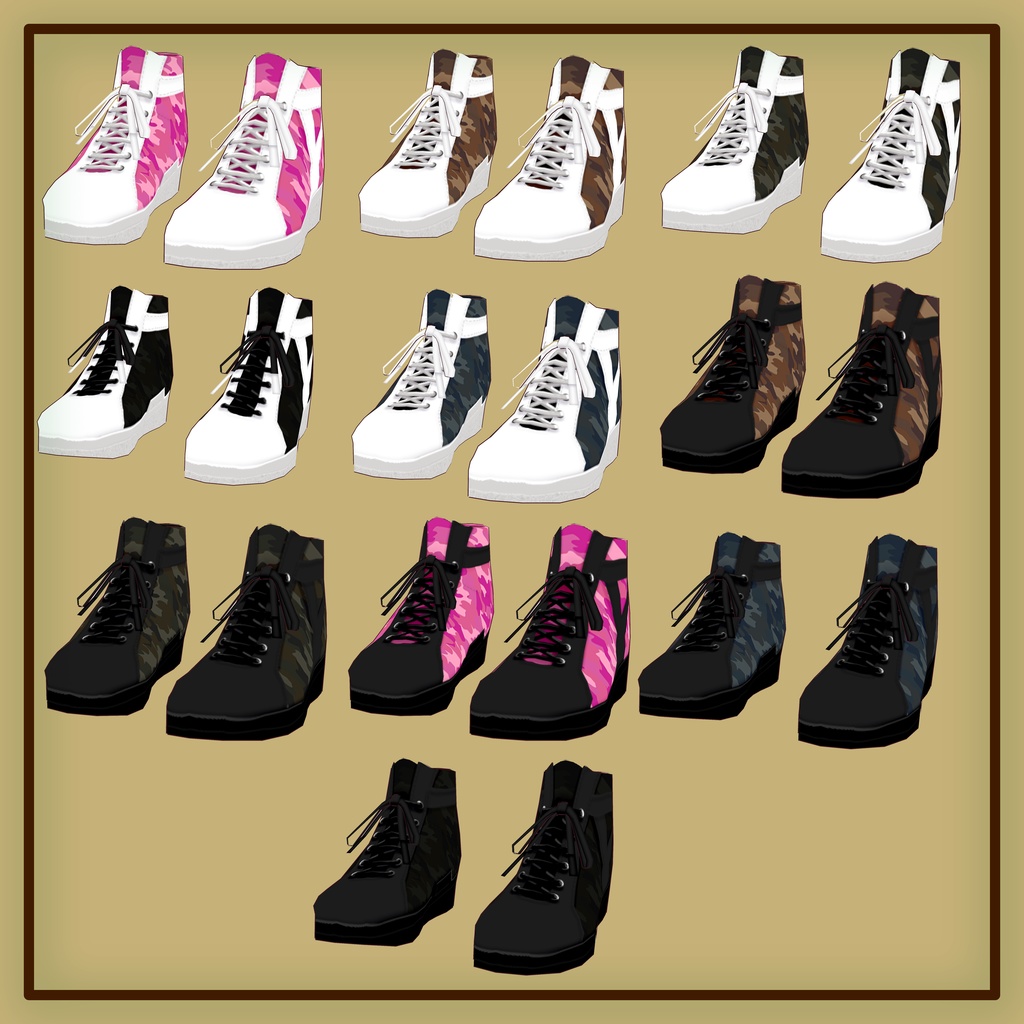 VRoidカモフラサマーセット ジャケット&シャツ&スニーカー VRoid Camouflage Summer Set Jacket & Shirt & Sneakers