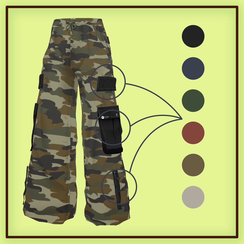 VRoid 着合わせワイドカーゴパンツ Customize Wide Cargo Pants