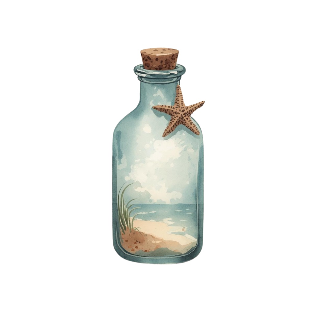 水彩・水色アンティーク海シリーズクリップアート(10点セット)