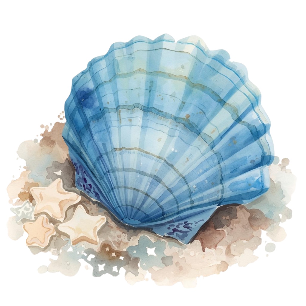 水彩・水色アンティーク海シリーズクリップアート(10点セット)