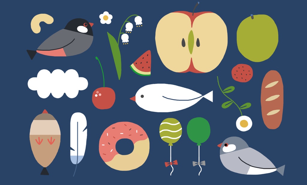 ポストカード２枚セット（文鳥）