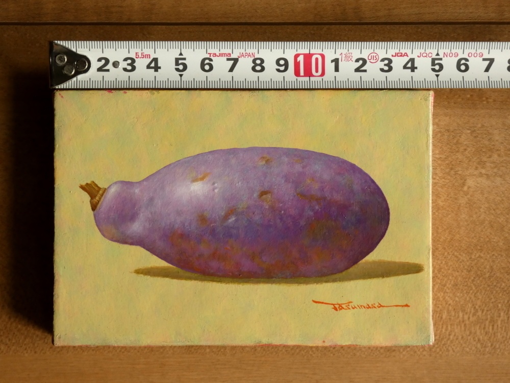 ミニアチュール油絵作品「木通(あけび)」額縁込み