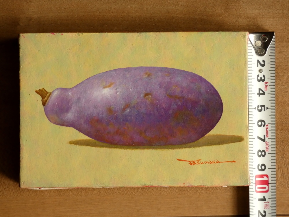 ミニアチュール油絵作品「木通(あけび)」額縁込み