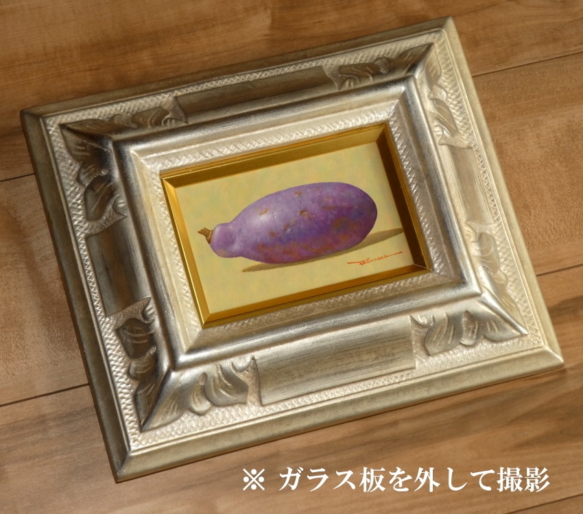 ミニアチュール油絵作品「木通(あけび)」額縁込み