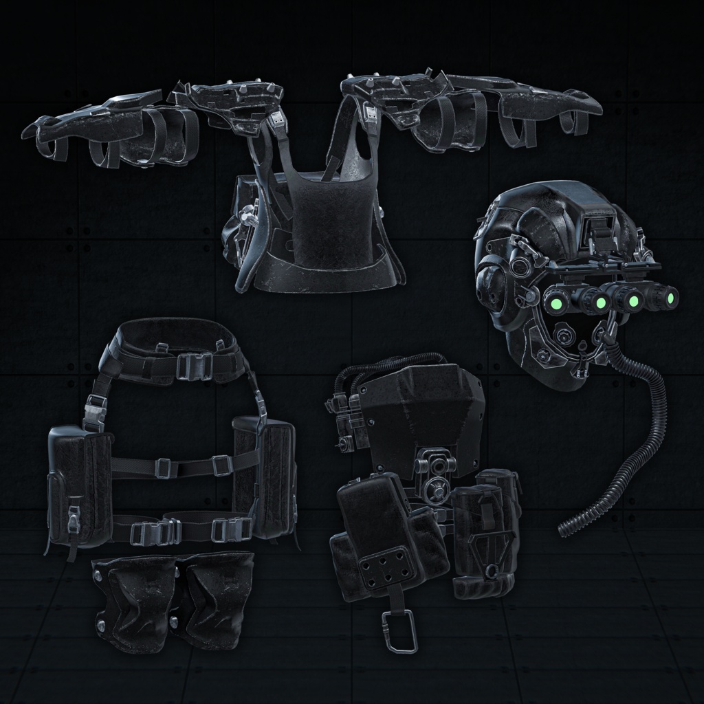 【15アバター対応】『PHANTOM OPERATION』ギミック付きタクティカル衣装【VRChat】