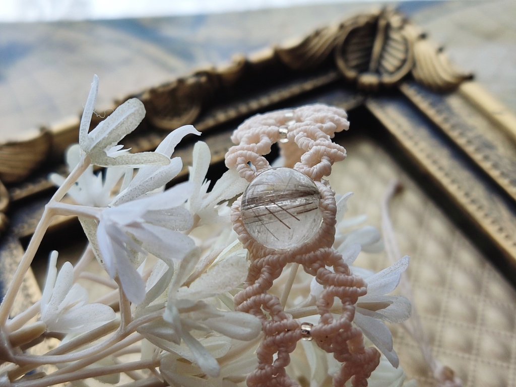 マクラメブレスレット/ルチルクォーツ・バニラ