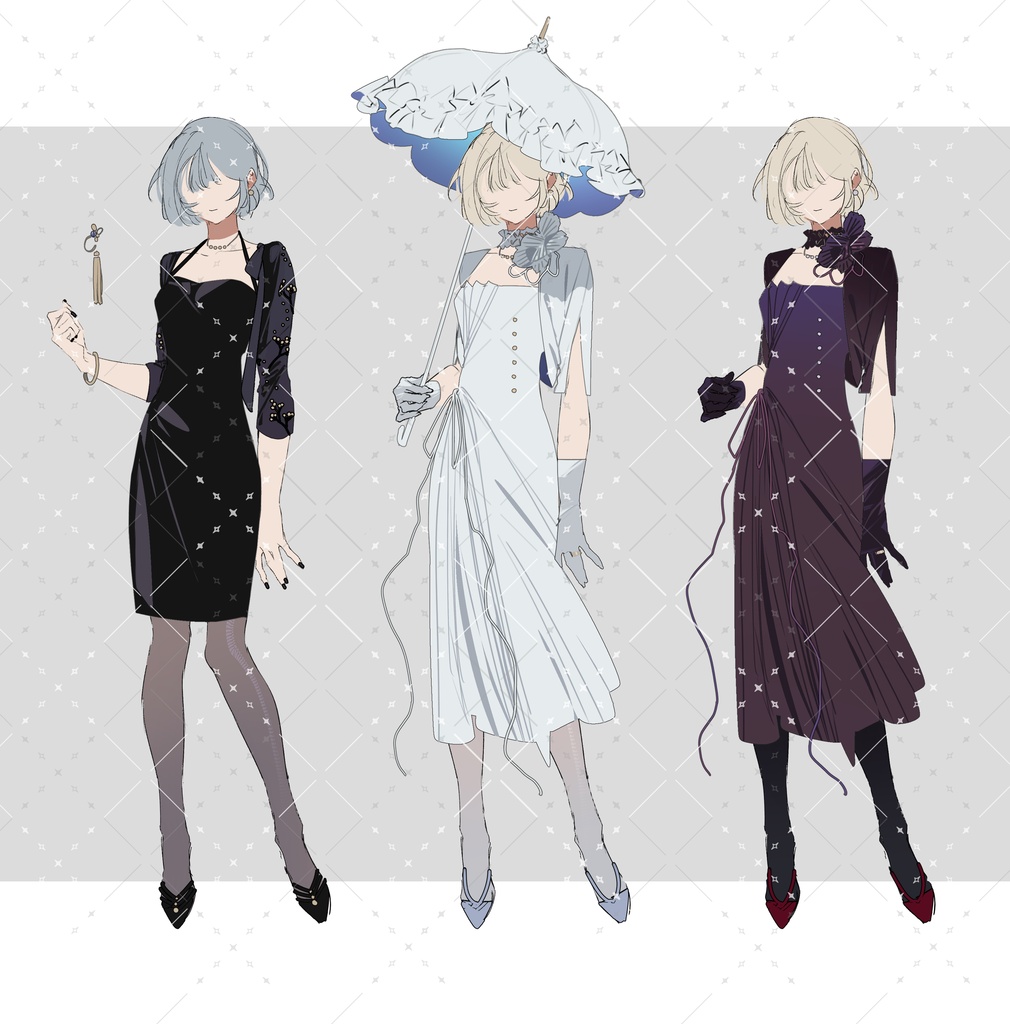 【衣装デザイン】月光と黒い白鳥💍シンプルドレスセット【ライセンス販売】