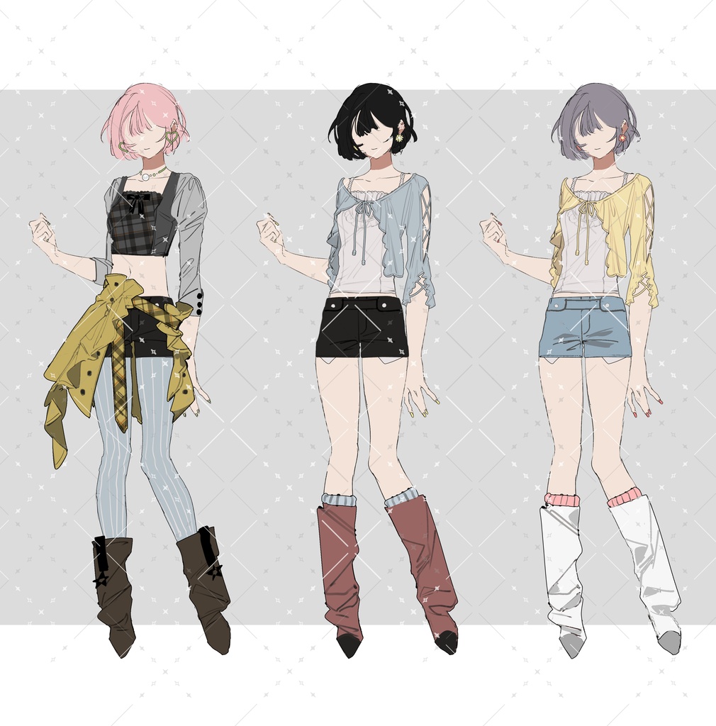 【衣装デザイン】2000's🥛レトロ風お出かけセット【ライセンス販売】