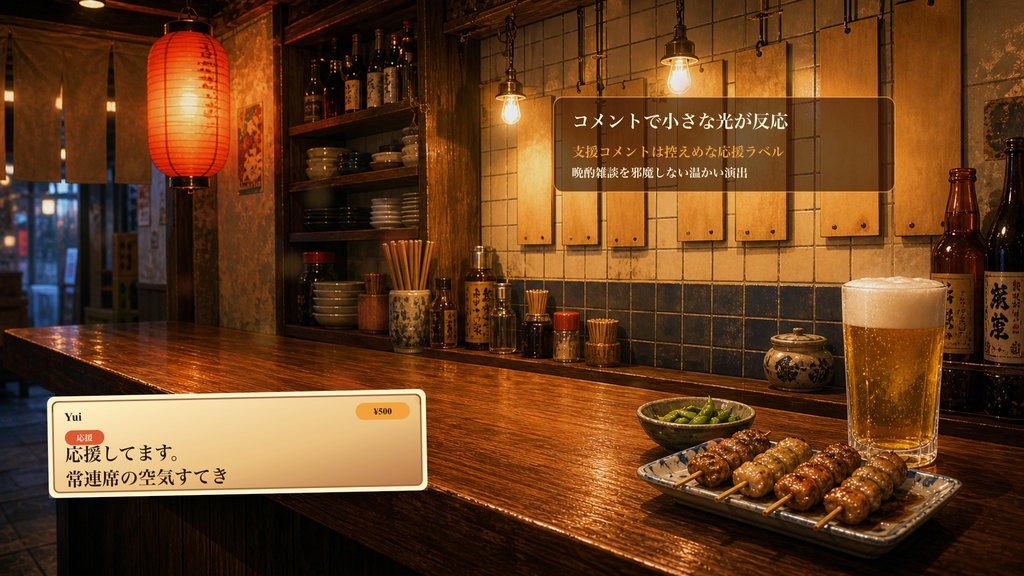 仕事帰りの立ち飲みカウンターコメントオーバーレイ|OBS・わんコメ対応テンプレート