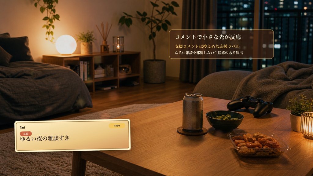 部屋飲みローテーブルコメントオーバーレイ|OBS・わんコメ対応テンプレート