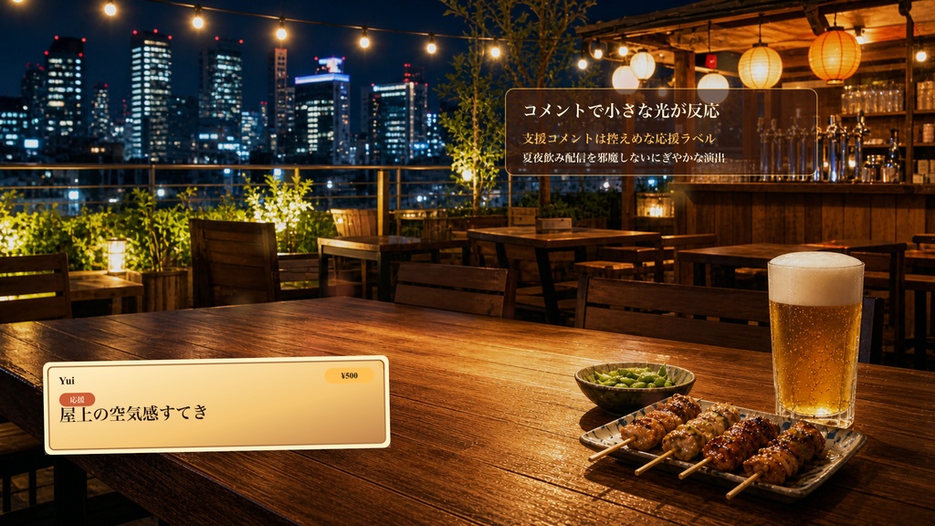 屋上ビアガーデンコメントオーバーレイ|OBS・わんコメ対応テンプレート