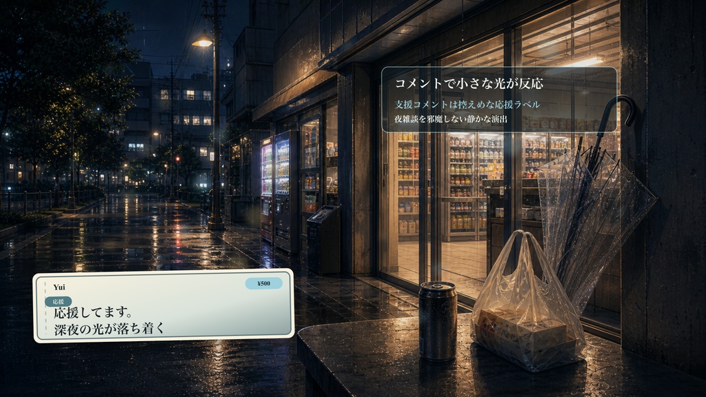 深夜コンビニ帰り道コメントオーバーレイ|OBS・わんコメ対応テンプレート