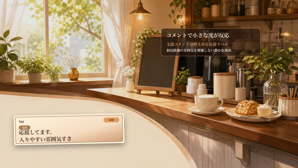 初見歓迎カフェカウンターコメントオーバーレイ|OBS・わんコメ対応テンプレート