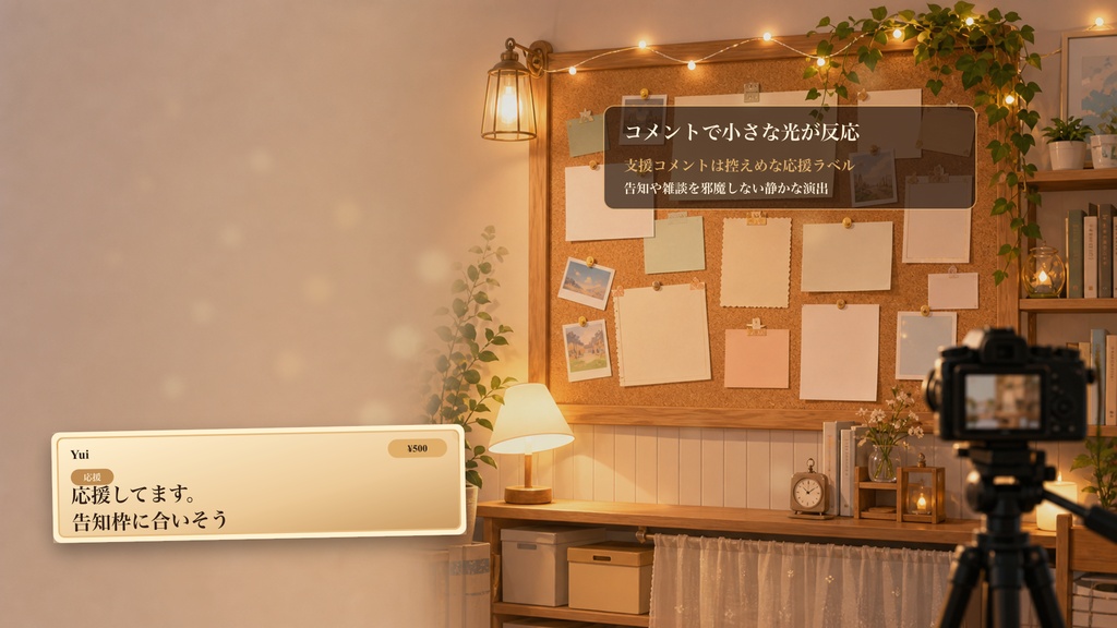 お知らせボード配信部屋コメントオーバーレイ|OBS・わんコメ対応テンプレート