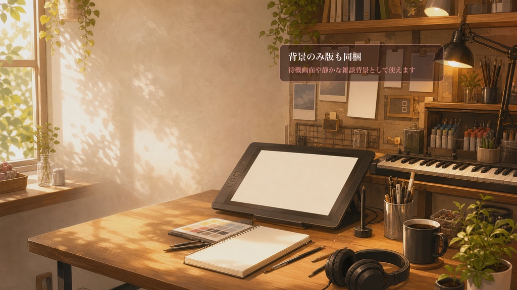 クリエイター作業机コメントオーバーレイ|OBS・わんコメ対応テンプレート