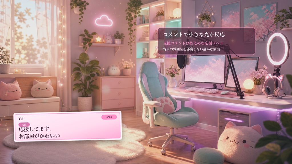 パステルVTuber配信部屋コメントオーバーレイ|OBS・わんコメ対応テンプレート