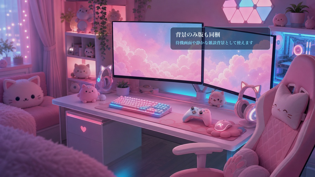 ピンクゲーム部屋コメントオーバーレイ|OBS・わんコメ対応テンプレート