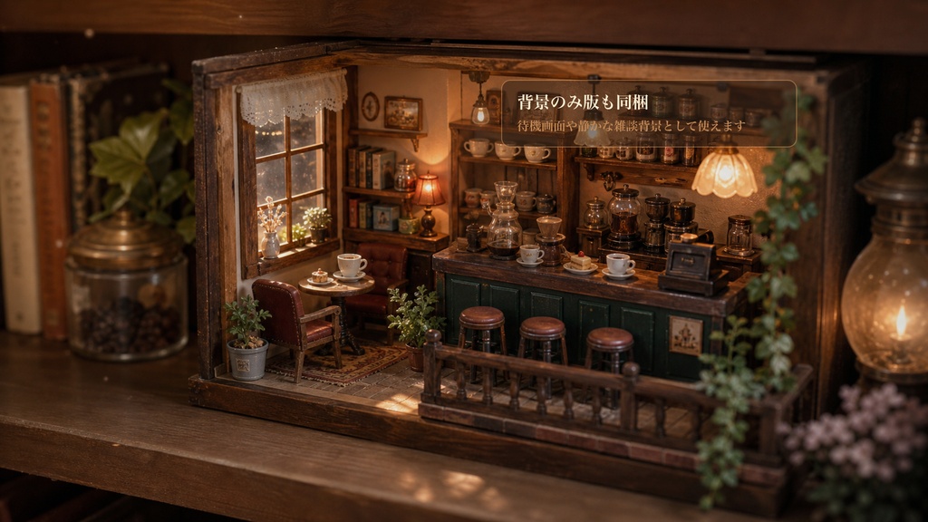 小さな喫茶店ジオラマコメントオーバーレイ|OBS・わんコメ対応テンプレート