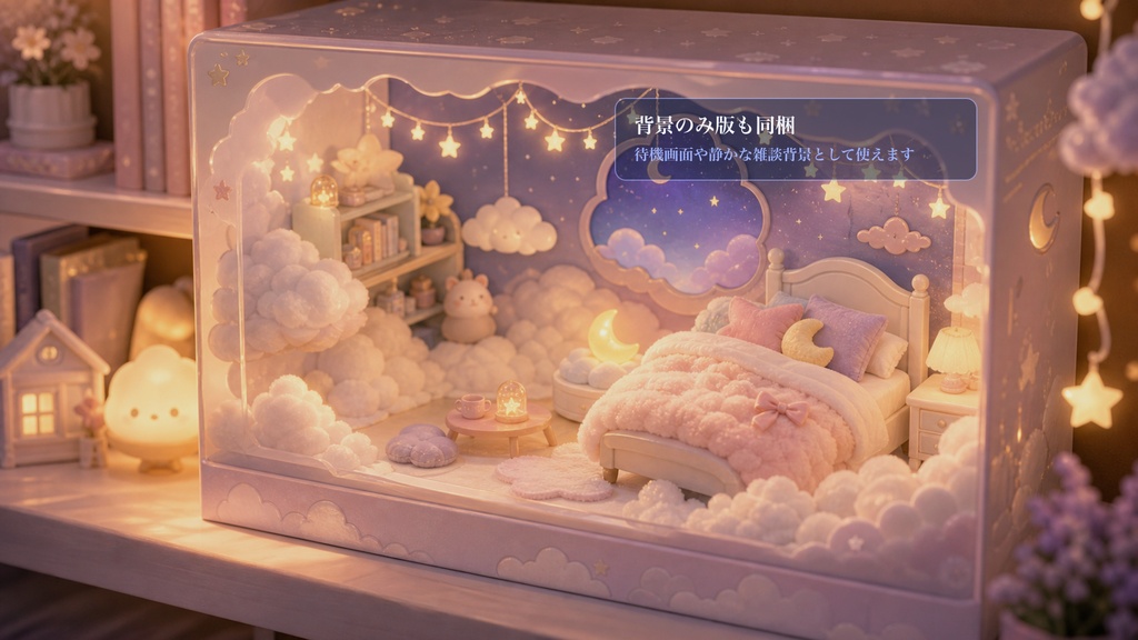 雲の上の箱庭ベッドコメントオーバーレイ|OBS・わんコメ対応テンプレート