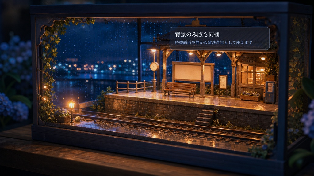 ミニチュア終電駅コメントオーバーレイ|OBS・わんコメ対応テンプレート