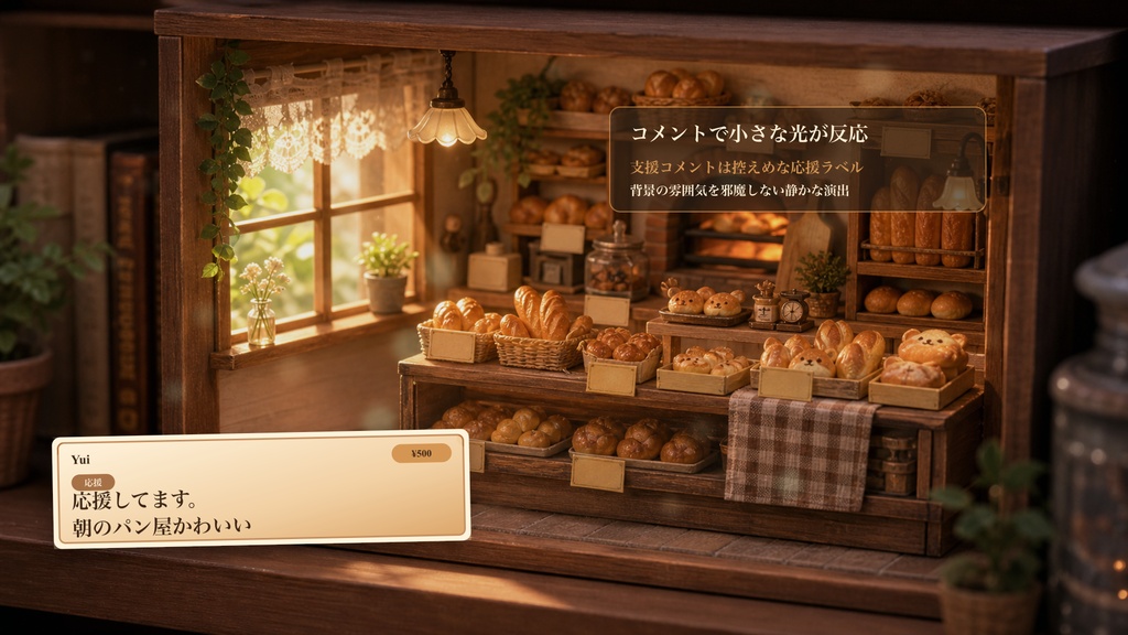 小さなパン屋の窓辺コメントオーバーレイ|OBS・わんコメ対応テンプレート