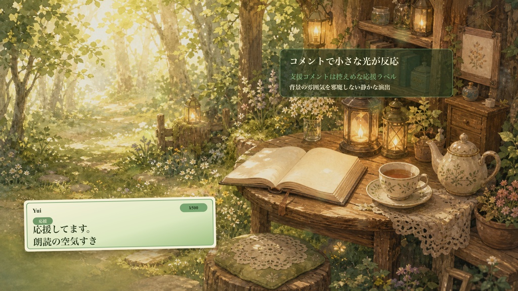 絵本の森の読書会コメントオーバーレイ|OBS・わんコメ対応テンプレート