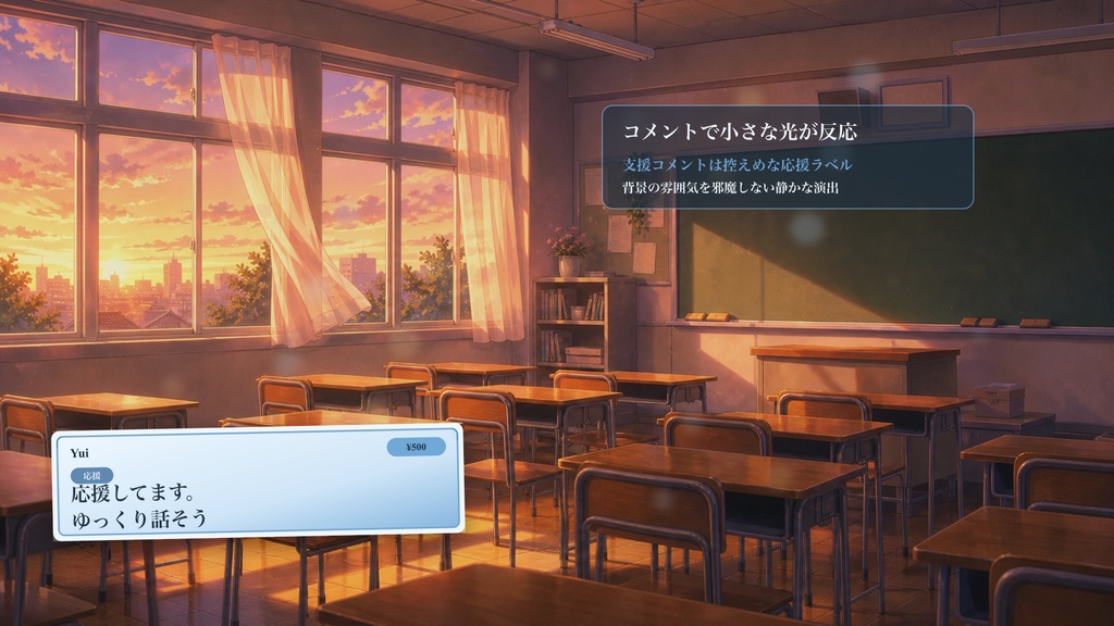 放課後の教室背景コメントオーバーレイ|OBS・わんコメ対応テンプレート