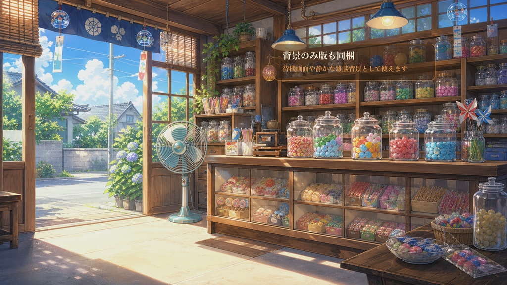 夏の駄菓子屋背景コメントオーバーレイ|OBS・わんコメ対応テンプレート