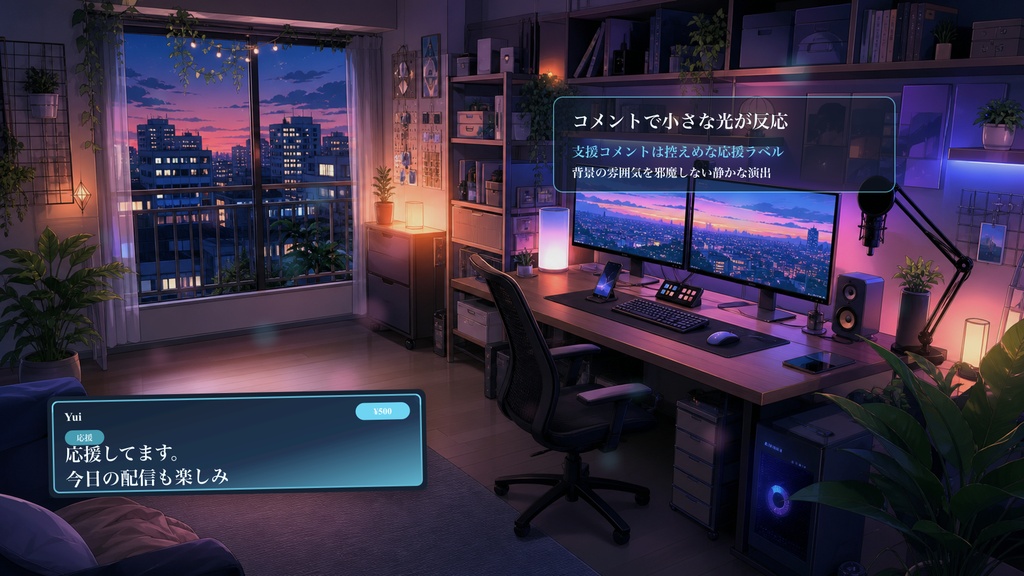 今夜の配信部屋コメントオーバーレイ|OBS・わんコメ対応テンプレート